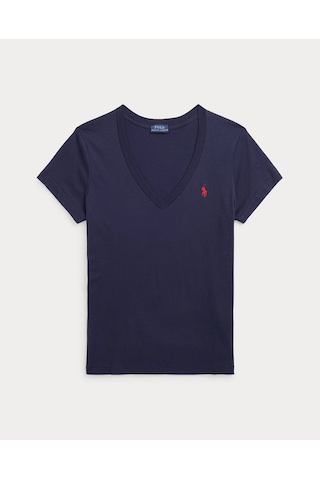 Polo Ralph Lauren Pamuklu Kadın V Yaka Tişört Lacivert