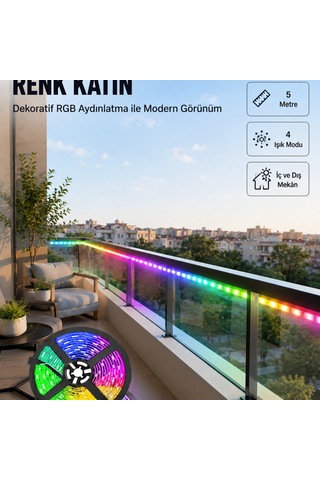 5 Metre Kumandalı Rgb Şerit Led Aydınlatma 00956465