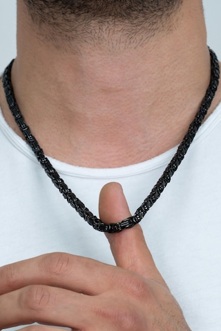 Siyah Kral Erkek Çelik Zincir Kolye 5 Mm 55 Cm Ck11 Siyah