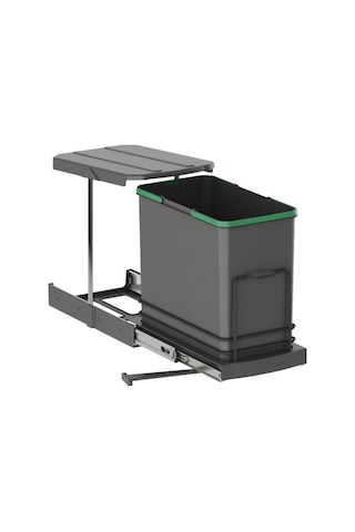 Starax S-2571 Raylı Plastik Gövde Çöp Kovası Antrasit 24 L Antrasit