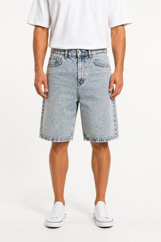 Respire Erkek Washed Jean Şort Koyu Mavi