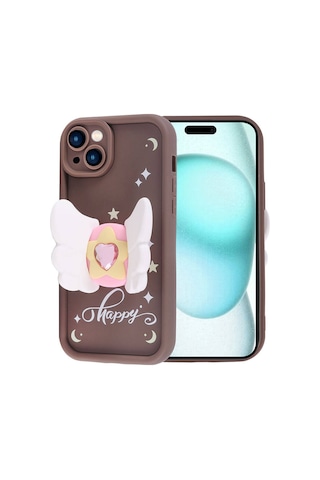 Apple Uyumlu iPhone 15 Plus Kılıf Kamera Korumalı Figür Tasarımlı Zore Kapya Kapak-pembe Açık Pembe Açık Pembe Açık