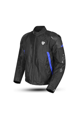Motoanl Motosiklet Montu Full Korumalı Titanyum 4 Mevsim Maxdura Hörgüçlü Model Mont Mavi
