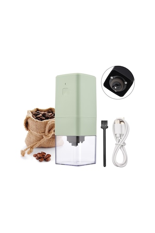 Vkemall Usb Şarjlı Mini Kahve Değirmeni - Ayarlanabilir Pürüzlülük, Hızlı Öğütme, Taşınabilir, Yeşil Yeşil