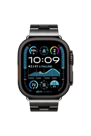 Apple Uyumlu Watch Ultra 49mm Zore Krd-125 Metal Kordon Strap Kayış-siyah