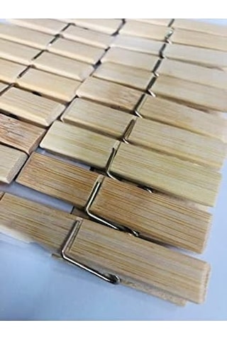 Bambu - Ahşap Mandal - Çamaşır Mandalı Açık Ahşap