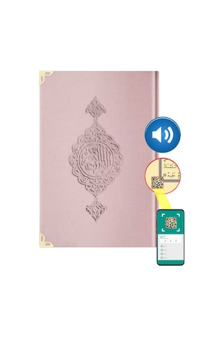 Hafız Boy Kadife Kur'an-ı Kerim (Pudra Pembe, Yaldızlı, Mühürlü)