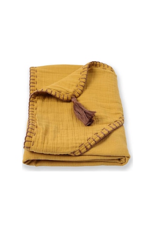 Cigit Çift Kat El İşi Müslin Üçgen Havlu Yıkanmıştır 75x75 Cm Hardal Sarı 75 x 75