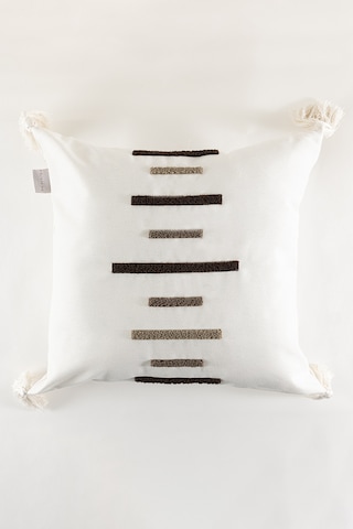 Koza Home Craft Multi Çizgi Desenli Püsküllü Boncuk Elyaf İç Dolgulu Kırlen Standart