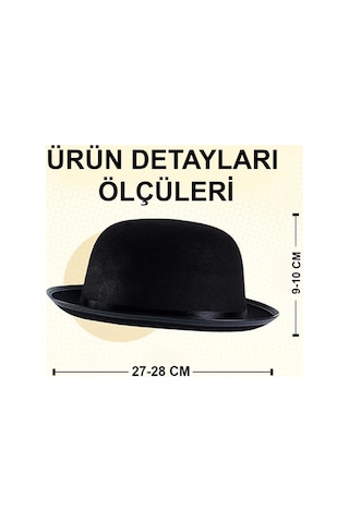 Charlie Chaplin Stil Çocuk Şapkası Siyah Melon Parti Şapkası Çok Renkli