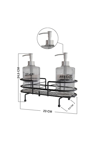Suntel Metal Standlı Sıvı Sabunluk Şişesi Seti - Modern Standlı Beyaz