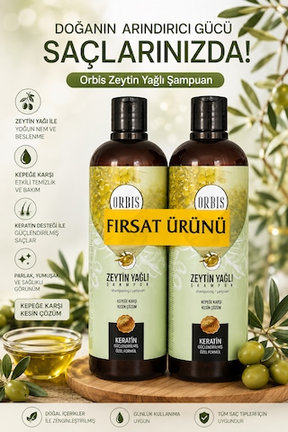 Orbis Zeytin Yağlı Kepeğe Karşı Keratin Şampuan 2 x 700 ML Orbis Zeytin Yağlı Kepeğe Karşı Keratin Şampuan 2 x 700 ML