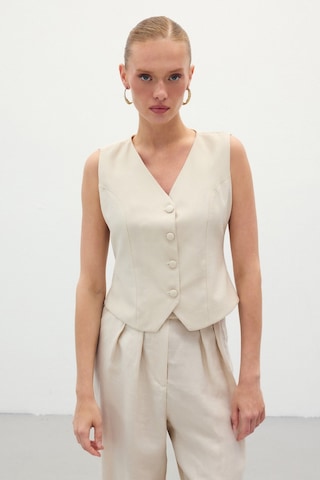 Sateen Keten Yelek - Taş-136282 Taş