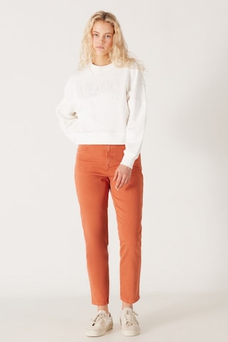 Wrangler Mom Straight Fit Düz Kesim Yüksek Bel Turuncu Esnek Pantolon W232182219 Açık Kahverengi