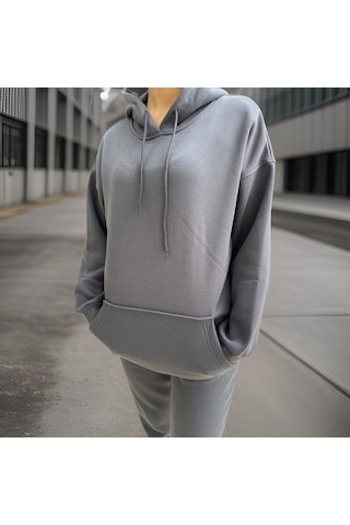 Ceyss Design Unisex Üç İplik Şardonlu Oversize Hoodieli Eşofman Takımı-antrasit Antrasit