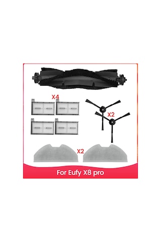 Synodicmonth Eufy X8 Pro Yedek Parçaları, Ana Yan Fırça Hepa Filtreleri, Paspas Pedleri, Robot Süpürge Aksesuarları