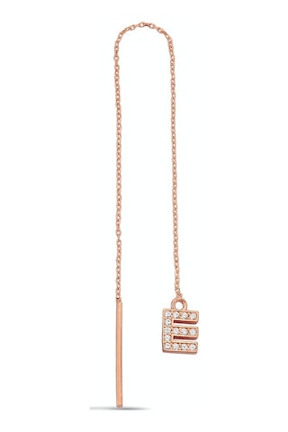 Argentum Concept E Harfi 925 Ayar Gümüş Rose Tek Zincir Küpe - K099301