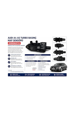 Audi A4 A5 Turbo Basınç Map Sensörü 058906051g Manifold Mutlak Basınç Sensörü