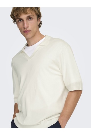 Only & Sons Onswyler Lıfe Rlx 12 Ss Splıt Knıt Noos Erkek Beyaz Kazak - 22036158