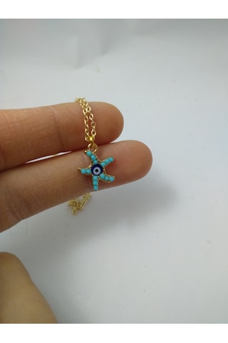 Turkuaz (Firuze) Taşlı Yıldız Modeli  Kolye