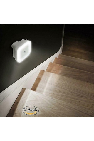 Soaiy 2'li Paket Hareket Sensörlü Led Gece Lambası Enerji Tasarruflu Priz Lambası Pır Sensörlü Işık Sıcak Beyaz Çocuk Odası Koridor Merdiven