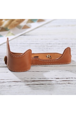 1/4 İnç İplik Pu Deri Kamera Yarım Kasa Tabanı Sony Alpha 6100 / A6100 Kahverengi Diğer