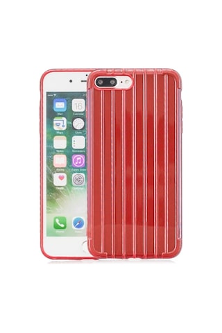 Ally Apple iPhone Uyumlu iPhone 8 Plus 7plus Trunk Lines İnce Soft Silikon Kılıf- 5775 Kırmızı