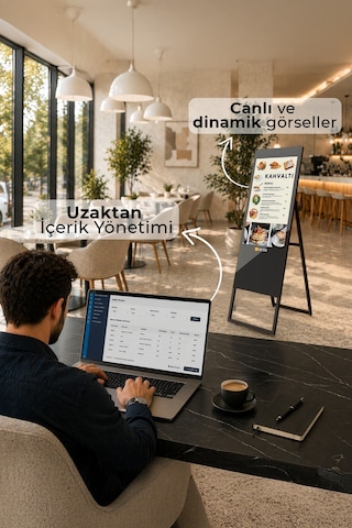 Taşınabilir Digital Menü Board Ekran 32 Yüksek Parlaklık Full HD Portatif Reklam & Vitrin Ekranı