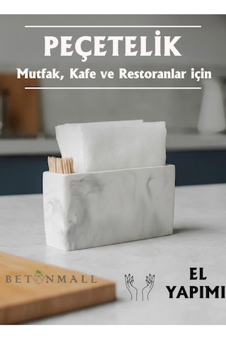 El Yapımı Beton Gri Alçı Peçetelik Minimal Masa Ve Mutfak Dekoru Kafe & Bar İçin Siyah Beyaz