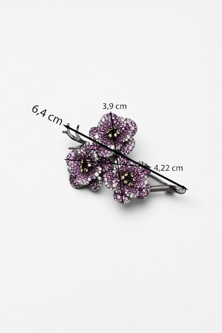 Sakura Siyah Rodyum Kaplama Gümüş Broş Siyah