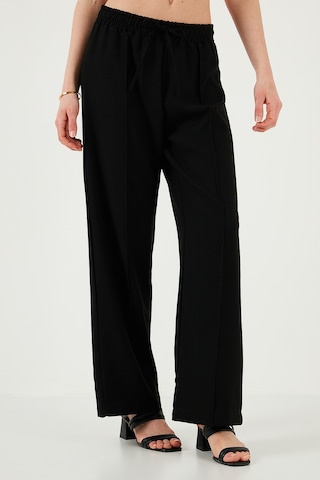 Lela Eşofman Çimalı Regular Fit Normal Bel Geniş Paça Bayan Eşofman Altı 5866260 Siyah