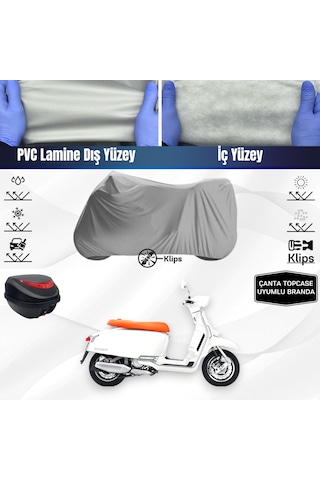 Lambretta G350 Motosiklet Brandası Arka Çanta Topcase Uyumlu Motor Branda