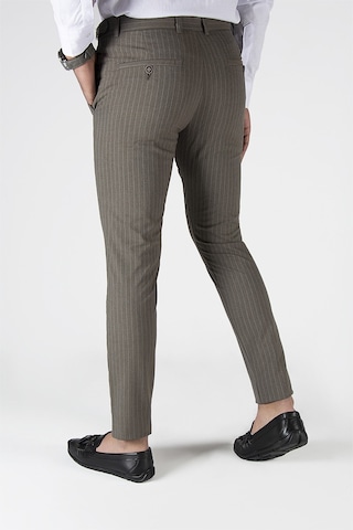 Terapi Men Erkek Slim Fit Dik Çizgili Italyan Kesim Keten Pantolon 21k-2200420-1 Kahverengi Kahverengi