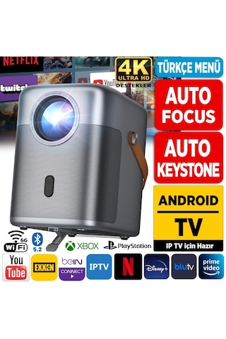 Vankyo H300A 6G Wi-Fi + BT 5.2 HiFi Dolby 240" Android TV 4K Destekli Projeksiyon Cihazı Gri