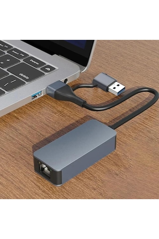 Cr14 Type-c / Usb 3.0'dan 2500mbps Rj45 Ethernet Adaptör Mac Windows Uyumlu Alüminyum Kasa 2.5gbps