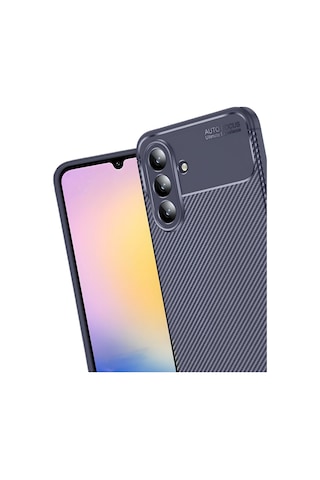 Samsung Galaxy Uyumlu S25 Fe Kılıf Karbon Silikon Case Kapak Lacivert