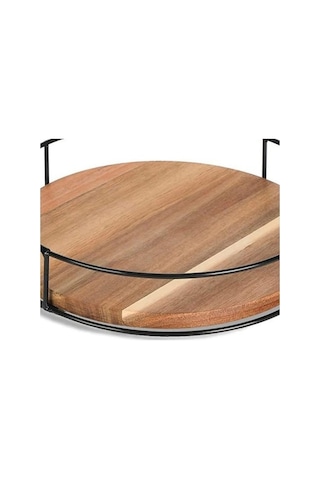 Novahub Çelik Taraflı 9 İnç Ahşap Tembel Susan Pikap 360 Derece Dönen Dolap Kiler Mutfak Tezgahı Buzdolabı Dolap Yemek Masası Organizatör -