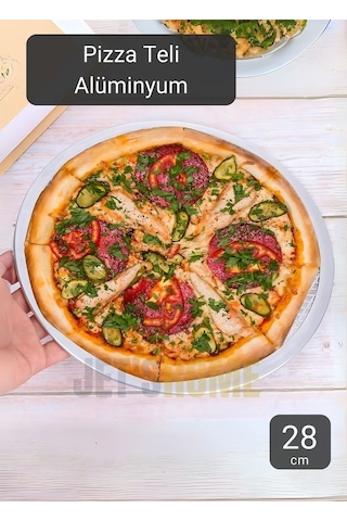 Pizza Tepsisi Alüminyum Pizza Teli Lahmacun Tepsisi 28 Cm Gri
