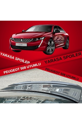 Peugeot 508 2018-2022 Bagaj Üstü Slim Yarasa Spoiler Piano Black Parlak Siyah