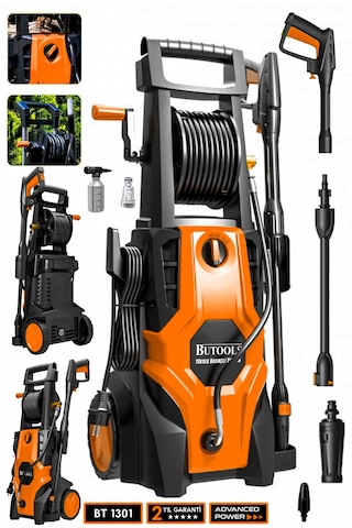 Butools ST-15 140-6 PowerControl 180 Çelik Şanzuman Musluk ve Kovadan Çekme Yüksek Basınçlı Bahçe Oto Yıkama Makinesi Turuncu