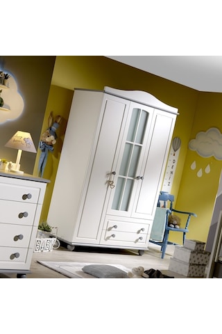 Meltem Kids Carino Gri Üç Kapılı Camlı Dolap