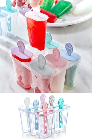 Rotanev Renkli Pratik 6 lı Meybuz Dondurma Kalıbı | 6 Adet Buz Meybuz Ve Dondurma Kalıbı