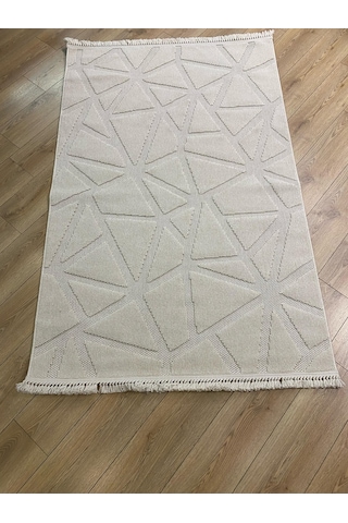 Çam Halı Enti Halı Togo 7503 Beyaz Geometrik Desenli Makine Halısı