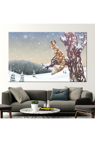 80x110cm 1 Parça Kanvas Tablo, Tilki Baskılı, Soyut Hayvanlar