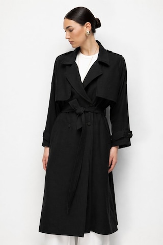 Mizalle Oversize Siyah Tencel Trençkot