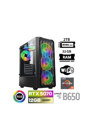 Xaser Thunder X40 R5-7500F 32 GB 2 TB M.2 NVMe SSD 12 GB RTX5070 Free Dos Masaüstü Oyuncu Bilgisayarı