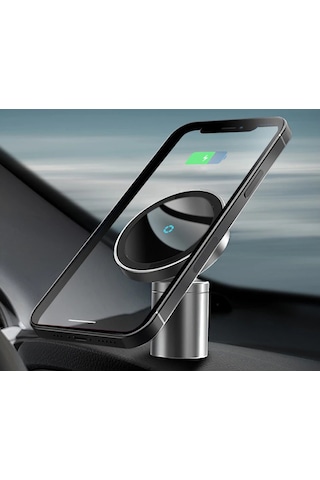 Reedark 15w Magsafe Araç Şarj Cihazı - İphone 12 Uyumlu, 360 Dönebilir Kablosuz Şarj Standı