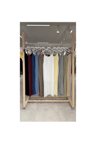 Moda Banuş Mavi İp Askılı Keten Uzun Elbise