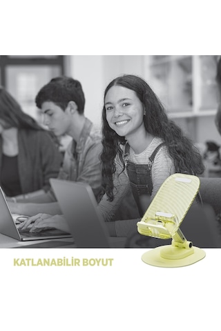 Polosmart Pbs171 Telefon Tablet Standı Ayarlanabilir Masaüstü Tutucu 4-10,2 İnç Uyumlu Silikon Sarı