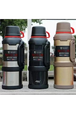 4 Litre Paslanmaz Çelik Vacuum Termos 48 Saat Sıcak Soğuk Dağcı Termos Aile Boyu Siyah